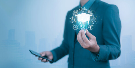 Through e-learning platforms students can develop their skills by attending online seminars, taking courses, and accessing a library of digital content such as videos tutorials and online media text	