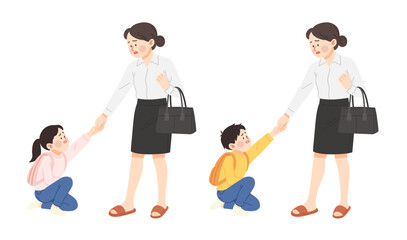 떼쓰는 아이 등원 준비하는 워킹맘