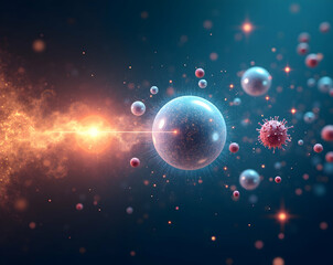 Detailed microscopic illustration showcasing the kinetic molecular theory in action, vibrant colors, scientific concept, complex molecular motion, engaging visualization