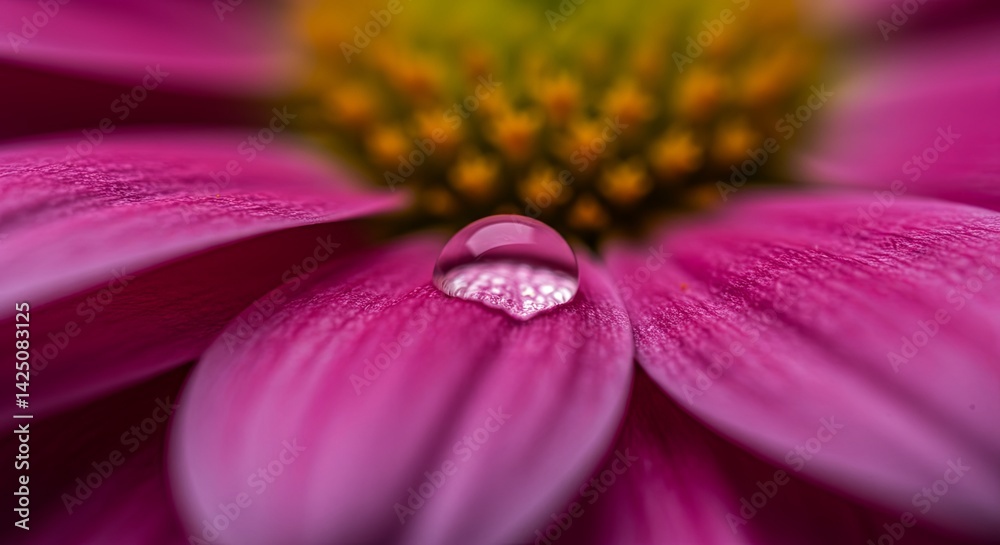Aufkleber a close up of a pink flower with a single drop of water on it
