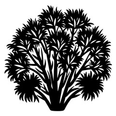 Detailed silhouette of a dense tree with intricate branching and leaves