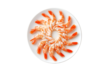 Cooked shrimp arranged on a white plate seafood appetizing meal