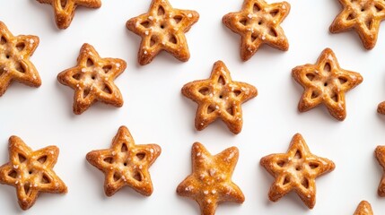 Fototapeta premium Star-shaped crackers arranged on a white background