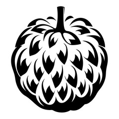 Stylized Black and White Artichoke Flower Head with a Striking Design