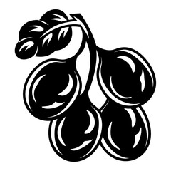 Stylized Plum or Olive Branch in Bold Black and White Design