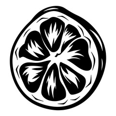 Abstract vector illustration of a halved citrus fruit with segments visible