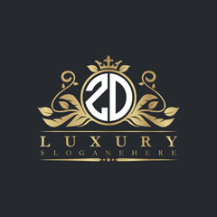 Luxury letter logo with crown initial monogram calligraphic.