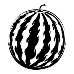 Stylized Watermelon in Black and White Striking Pattern Design Illustration