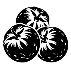 Three Stylized Black Apples Stacked Together in Abstract Graphic Illustration