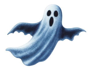 Illustration of Ghost with Open Mouth Floating on a Transparent Background