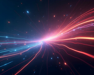 Obraz premium Dynamic light trails illuminate the expanse of space creating a mesmerizing visual journey through a cosmic realm of energy and movement showcasing the universe's vastness