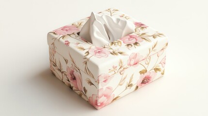 Decorative tissue box with floral design (2)