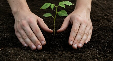 Planting New Life: Hand and Seedling