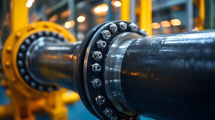 Obraz premium Industrial pipe with flange and bolts, symbolizing secure gasket installation,