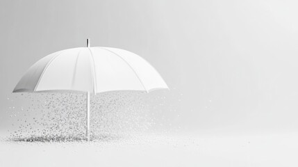 White umbrella deflecting rain drops