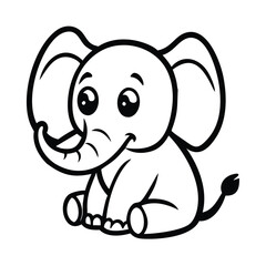  Curly Tail Elephant Cartoon - Cheerful Baby Jungle Animal