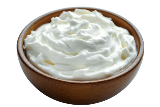 whipped cream in wooden bowl