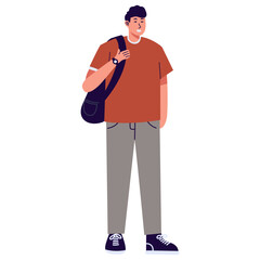 University Student Character with Cartoon Design. Vector Illustration