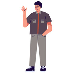 University Student Character with Cartoon Design. Vector Illustration