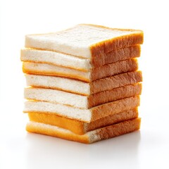 Fototapeta premium A stack of bread slices with visible crusts and soft interiors isolated on white background