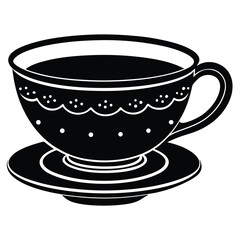 cup of coffee silhouette on white background, Vector illustration, bird, icon, svg, characters, Holiday t shirt, Hand drawn trendy Vector illustration, raven on a branch