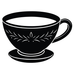 cup of coffee silhouette on white background, Vector illustration, bird, icon, svg, characters, Holiday t shirt, Hand drawn trendy Vector illustration, raven on a branch