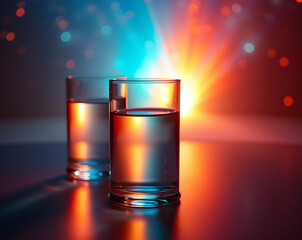 Enchanting Light Beam Through Colored Glass, A Dreamy Backdrop of Shimmering Reflections and Ethereal Glows, Perfect for Abstract and Artistic Designs