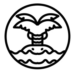 Desert Island with Palm Tree Vector Line Icon Design