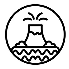 Volcano Island Vector Line Icon Design