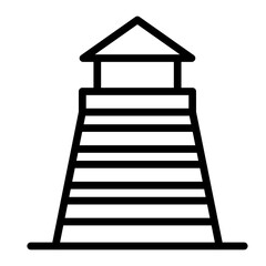 Island Watchtower Vector Line Icon Design