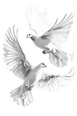 Obraz premium Two Pigeons in Flight