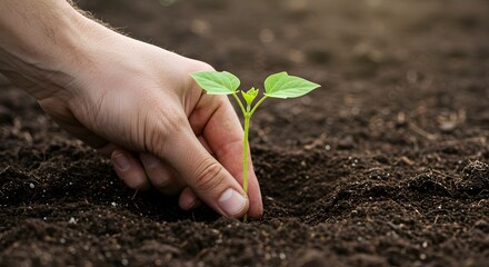 Planting New Life: Hand and Seedling