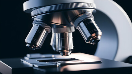 Fototapeta premium Modern laboratory microscope with multiple objective lenses