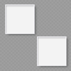 Empty White Frame Mockup with Shadow on Transparent Background - Vector