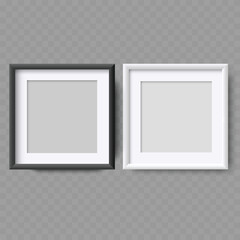 Two Empty Square Frames in Black and White Mockup - Vector