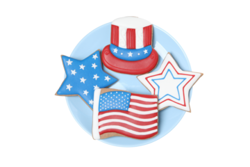 PNG, Cookies with American symbols, isolated on white background