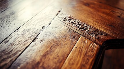 Antique Wood Table Top Detail
