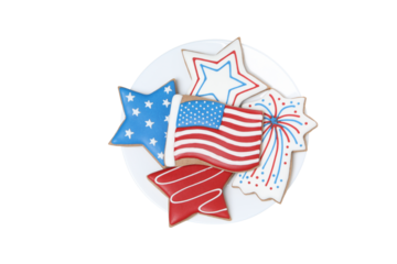PNG, Cookies with American symbols, isolated on white background
