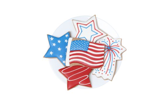 PNG, Cookies with American symbols, isolated on white background