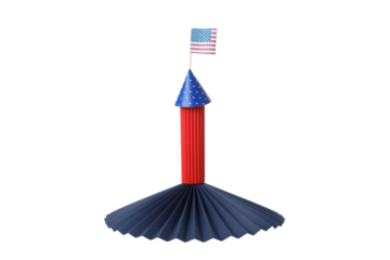 PNG,Paper fireworks with the flag of America, isolated on white background