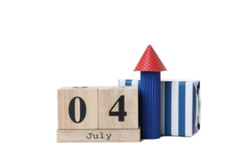 PNG, Fourth of July on calendar with fireworks, isolated on white background
