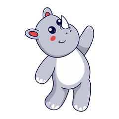 Cute Rhino Character. Vector Illustration in Cartoon Design.