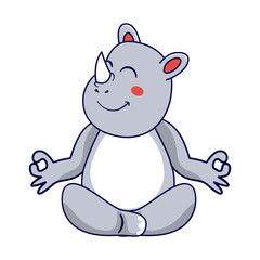 Cute Rhino Character. Vector Illustration in Cartoon Design.