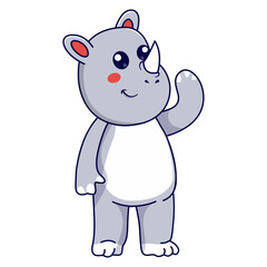 Cute Rhino Character. Vector Illustration in Cartoon Design.