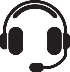 Customer service or customer support headset or headphones flat vector icon for apps and websites