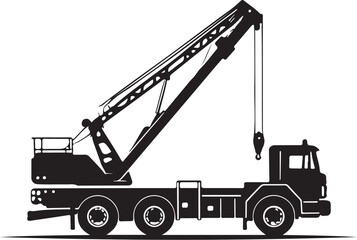 Powerful Crane Truck Silhouette Vector
