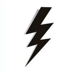 A bold, stylized black lightning bolt on a plain white background, representing energy and power.