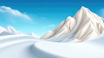 Fototapeta premium A serene winter landscape featuring majestic white mountains under a clear blue sky, creating a tranquil and picturesque scene.