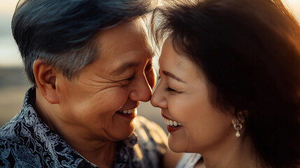 Smiling Chinese couple closeup