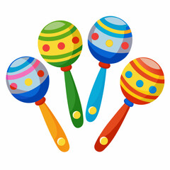 Rattle toy isolated vector art illustration